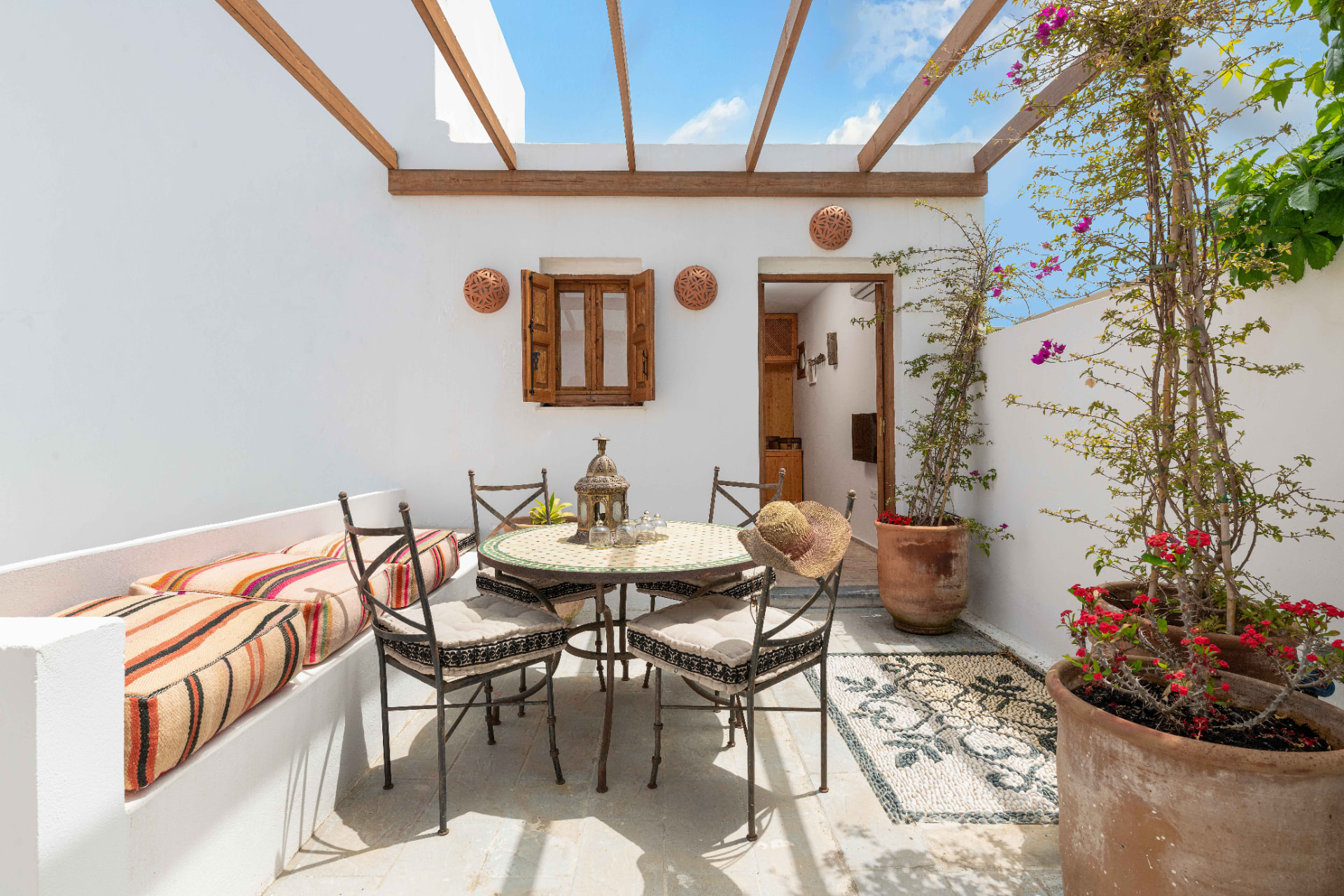 Shared whitewashed courtyard